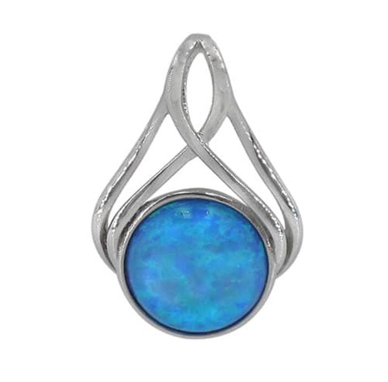 Sterling Silver Celtic Round Blue Fire Opal - Click Image to Close